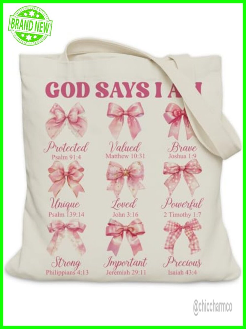 Canvas Tote Bag Christian Church Bible Study Medium